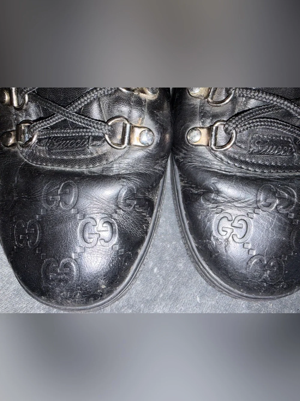 Gucci Black Embossed Leather High-Top Boots